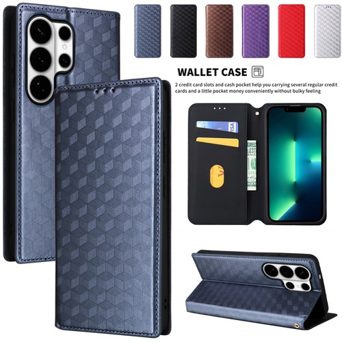 Magnetic case leather wallet - leather,